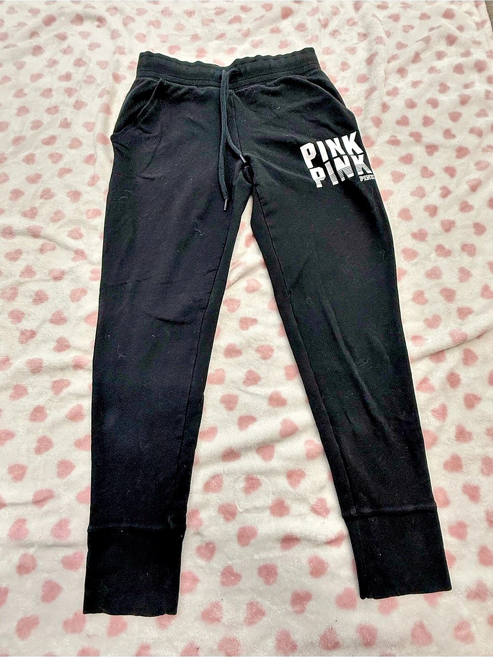 PINK Black Jogger Leggings Size Small Like New
